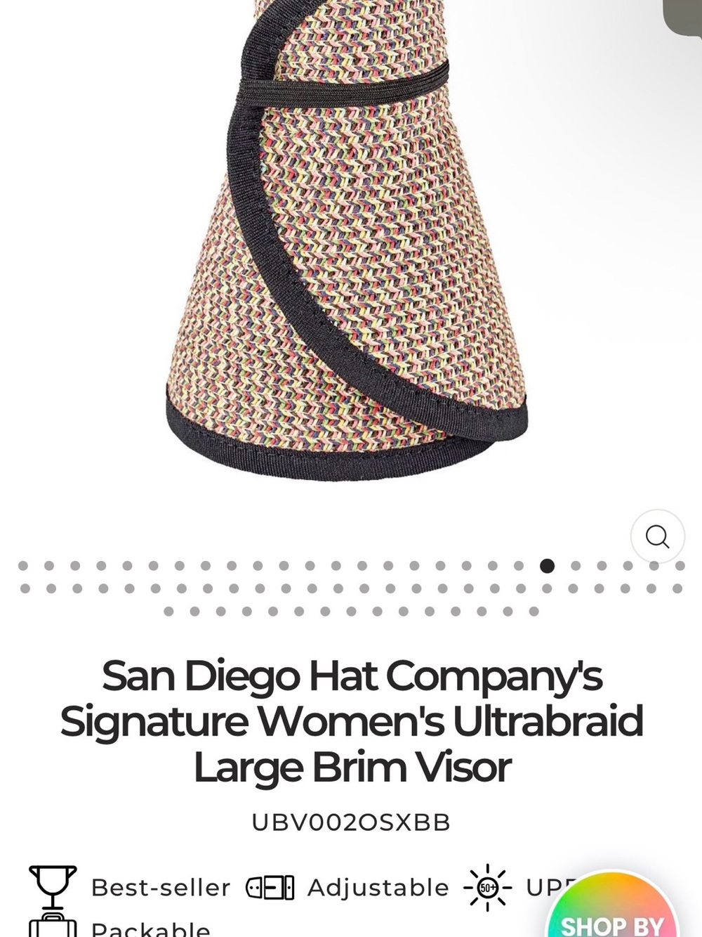 San Diego Hat Company Multicolor Ultrabraid Large Brim Visor with Black Trim